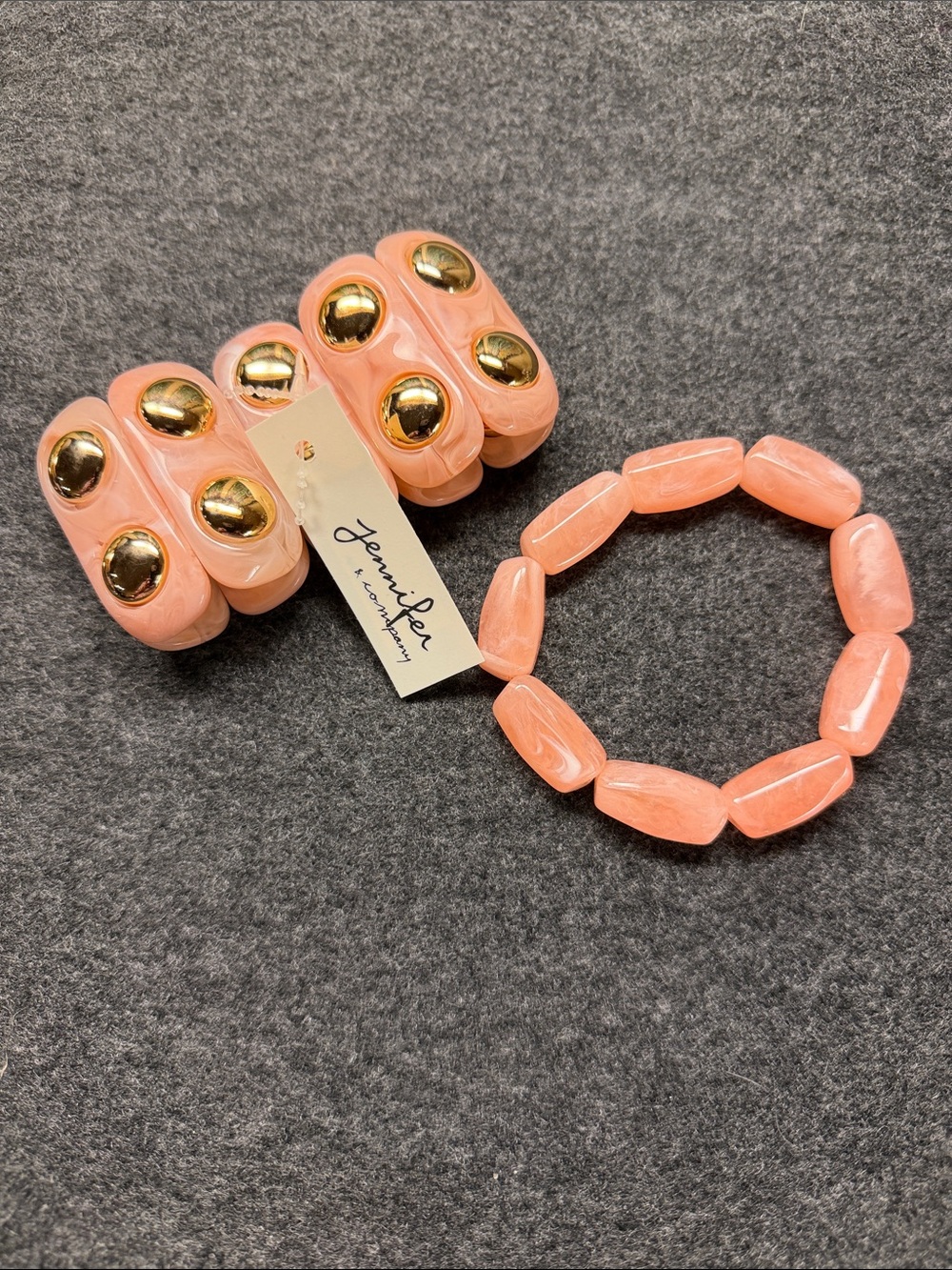 Jennifer & Co Peach and Gold Accent Stretch Bracelet Set